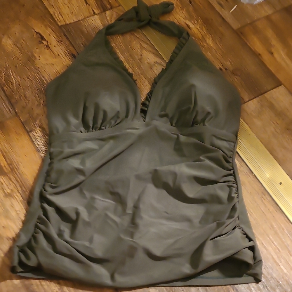 Halter Neck Swimsuit in Olive Green